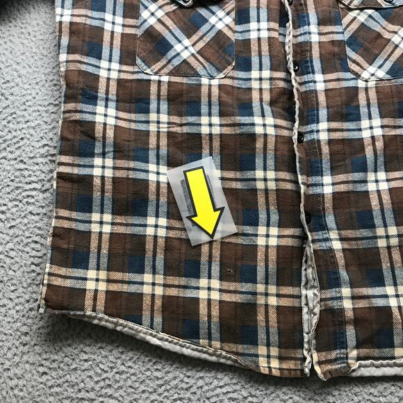 Vintage 70s Perma Prest Sears Quilted Lined Flannel Shirt Men Large Long Sleeve - Picture 4 of 7